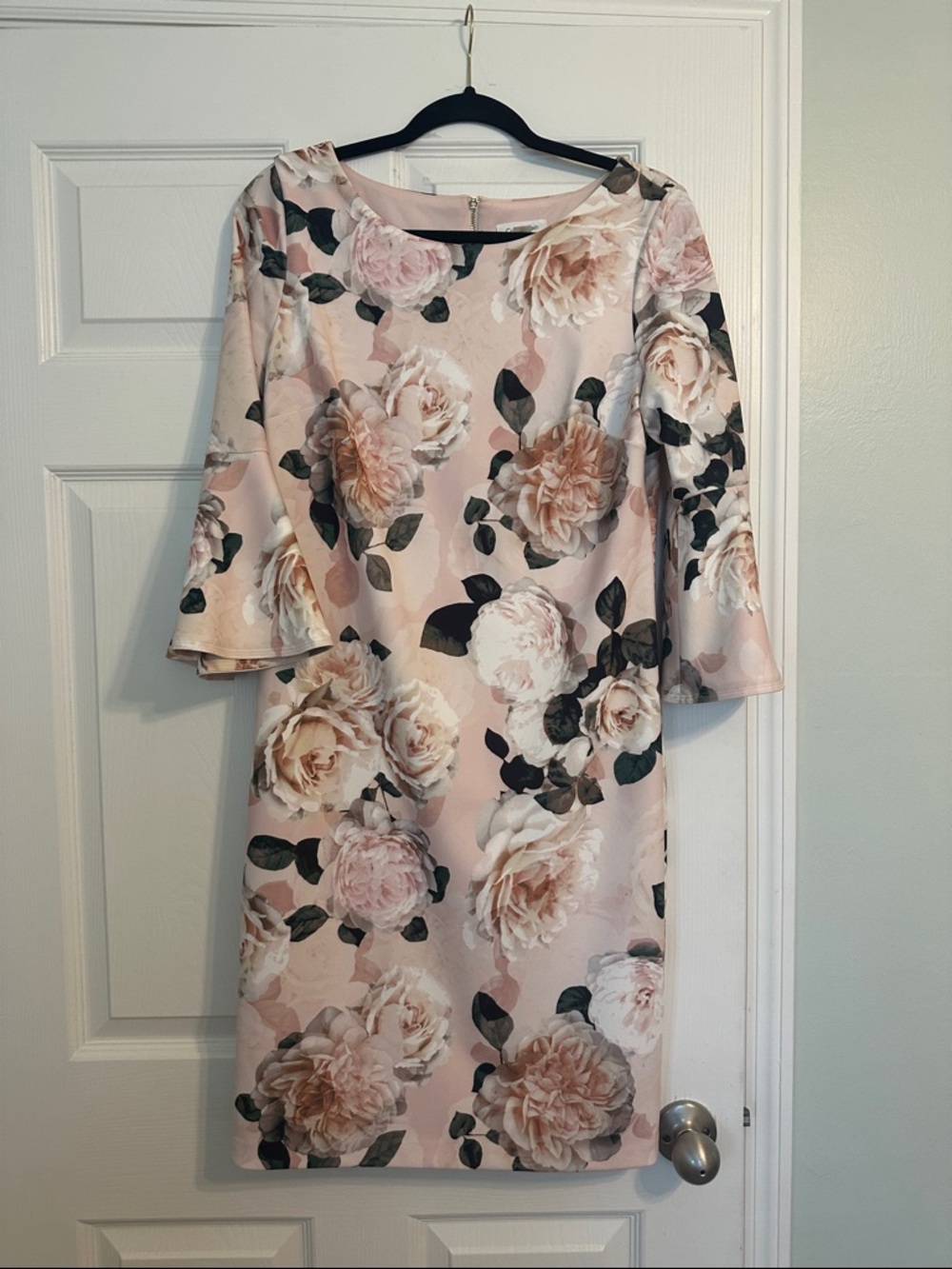 Calvin Klein Blush Floral Midi Shift Dress